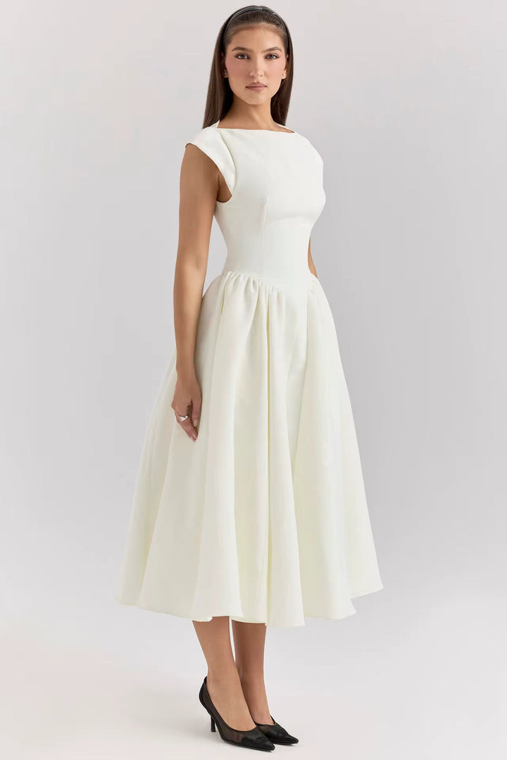 Tahlia - Midi Kleid Mit Struktur Und Cap Ärmeln