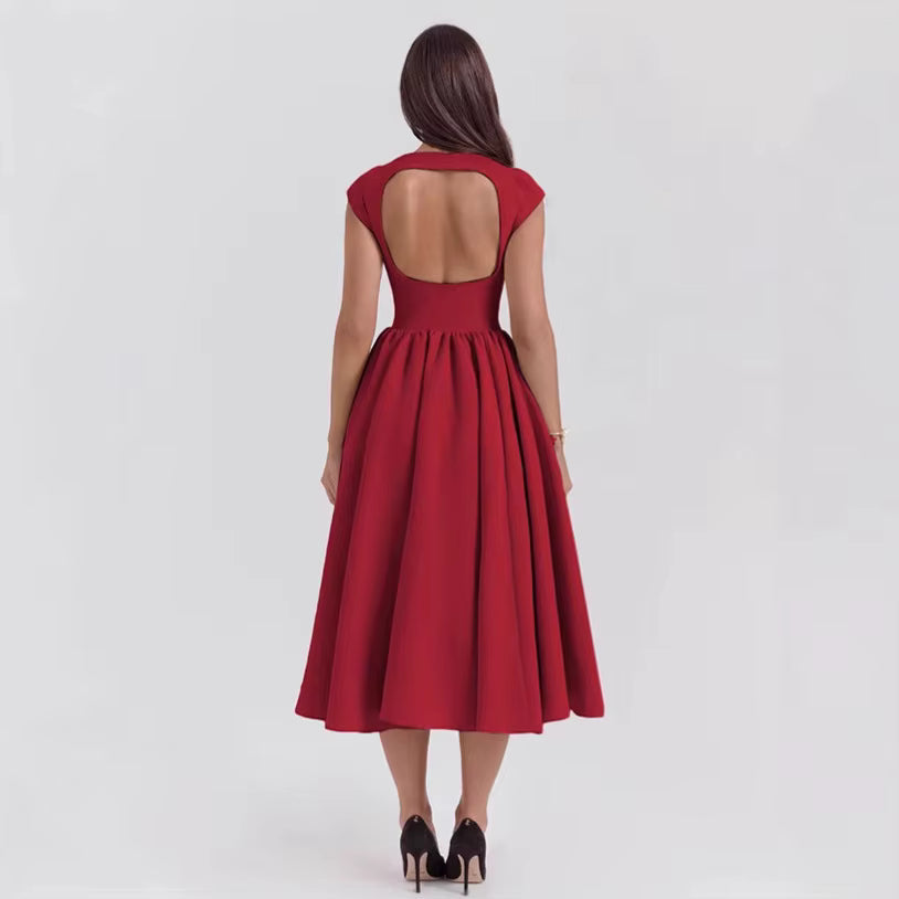 Tahlia - Midi Kleid Mit Struktur Und Cap Ärmeln
