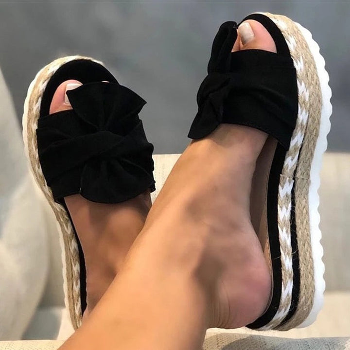 Damen Sandalen Elegant Flach Schleife Sommer - Image 4