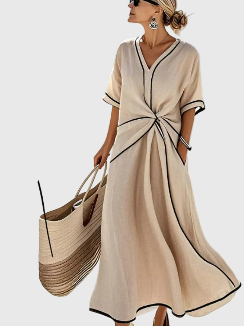 Women Draped Coastal Maxi Dress Flowy Summer Vacation