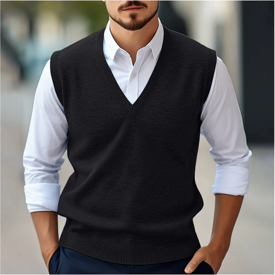Herren Strickgilet mit V Ausschnitt und Regular Fit