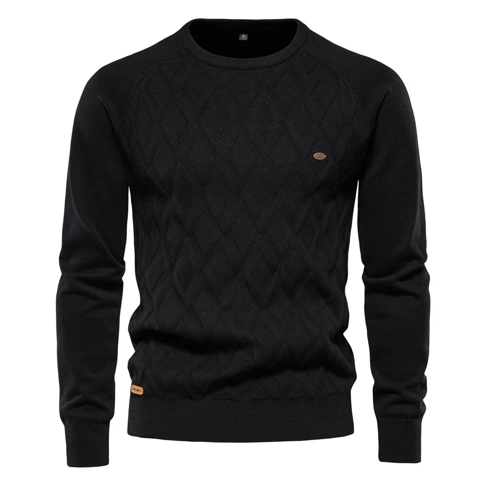 Herrenpullover mit Rautenmuster und schmaler Passform