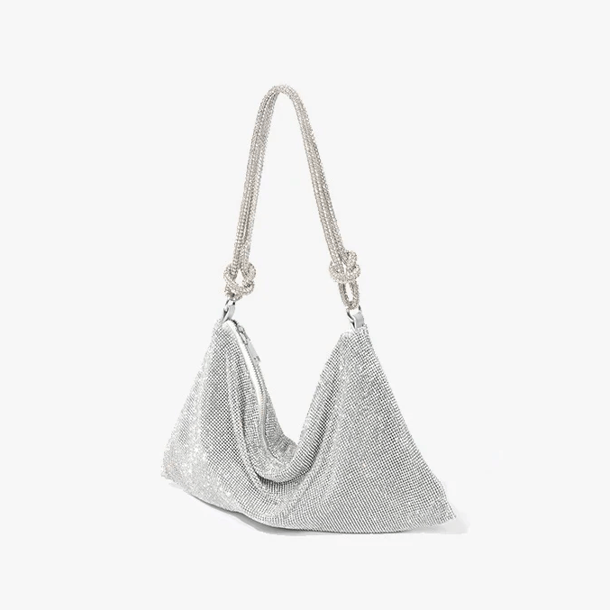 Damen Strass Abendtasche Glitzer Clutch geknotet