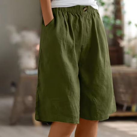 Damen Leinen Bermuda Shorts Relaxed Fit