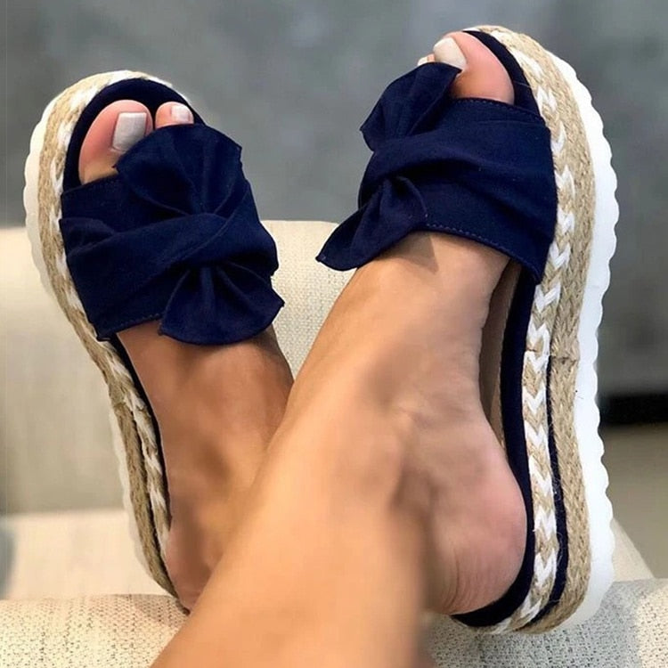 Damen Sandalen Elegant Flach Schleife Sommer - Image 8