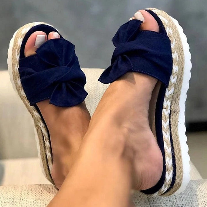 Damen Sandalen Elegant Flach Schleife Sommer - Image 8