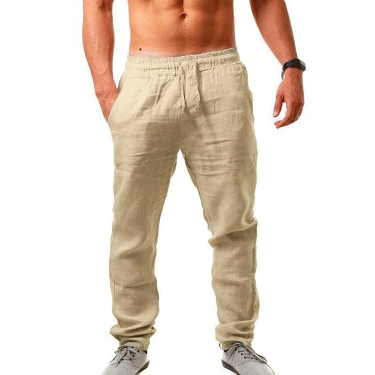 Men's Linen Cotton Blend Pants Lightweight Summer Trousers - Image 2