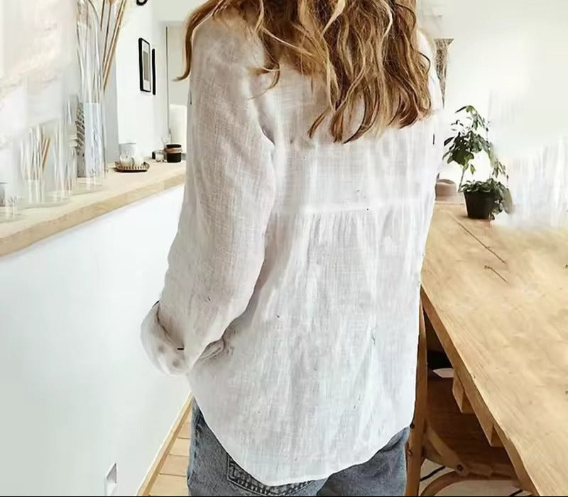 Victriel - Damen Elegantes Langarm Hemd Lässig Stil