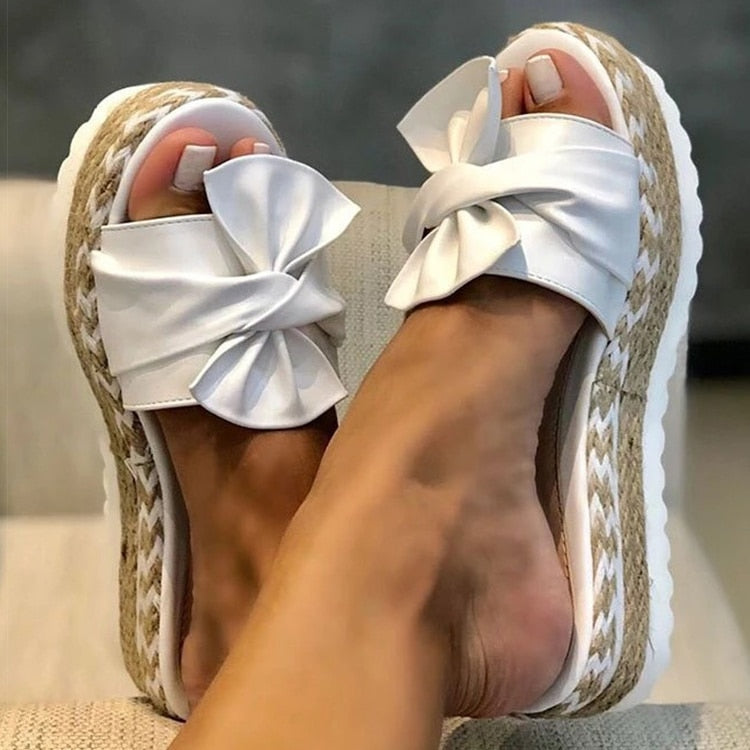Damen Sandalen Elegant Flach Schleife Sommer - Image 6