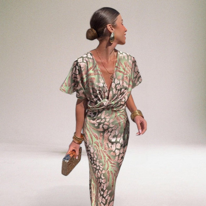 Domenica | Elegant Maxi Dress with Unique V-neck for Women - Image 3