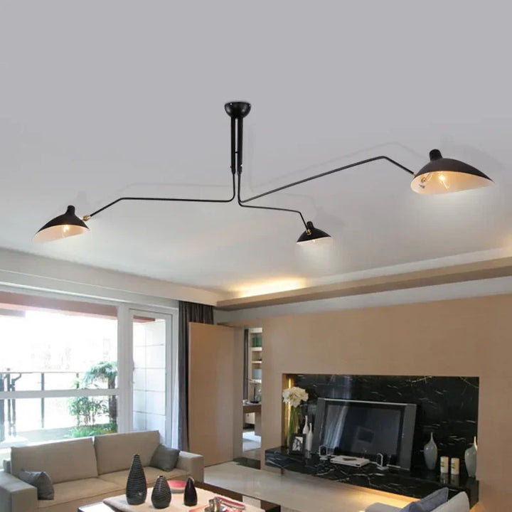 Schwarze Deckenlampe mit drehbaren Armen – modernes Design