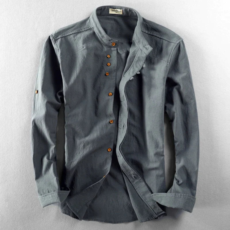 Hansiro - Herren Vintage Langarm Hemd