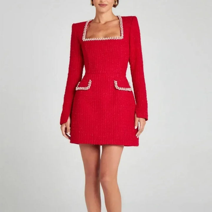 Aurellia - Tweed Minikleid Mit Langarm