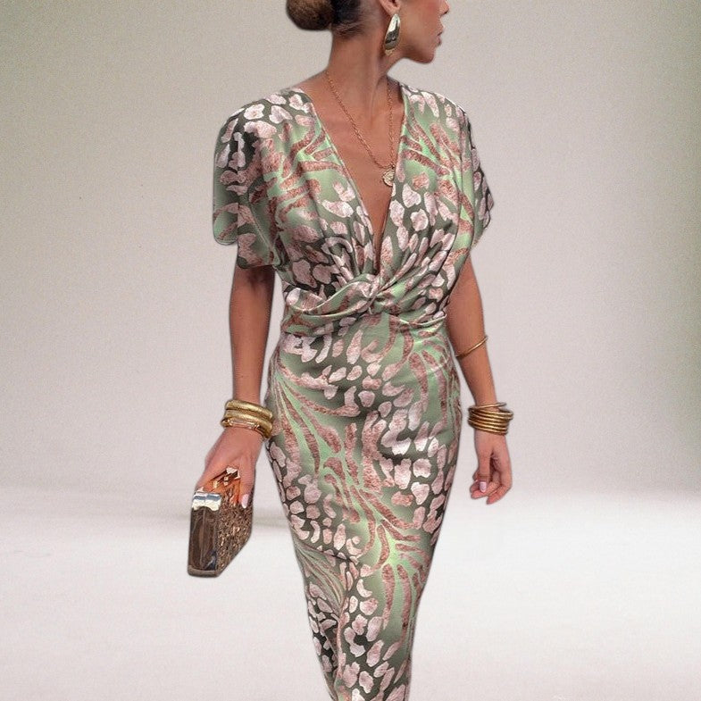 Domenica | Elegant Maxi Dress with Unique V-neck for Women - Image 2