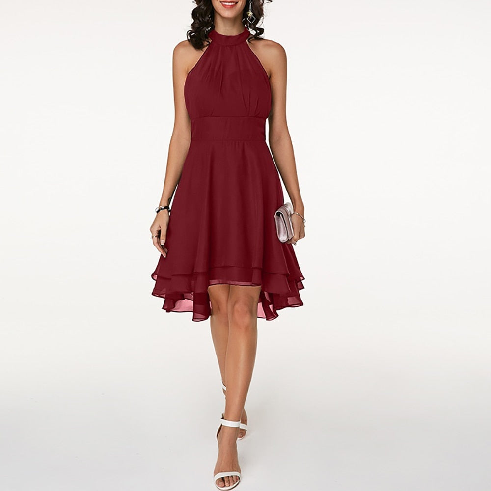 Ashira - Damen Halter Mini Abendkleid