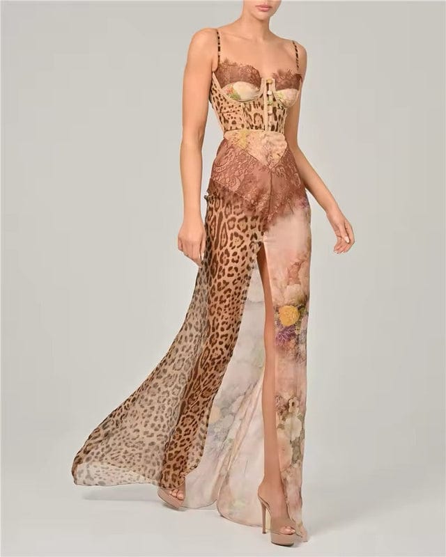 Sofira - Ärmelloses Maxikleid mit Animalprint