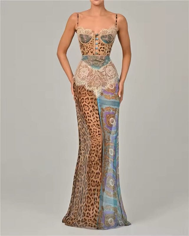 Sofira - Ärmelloses Maxikleid mit Animalprint