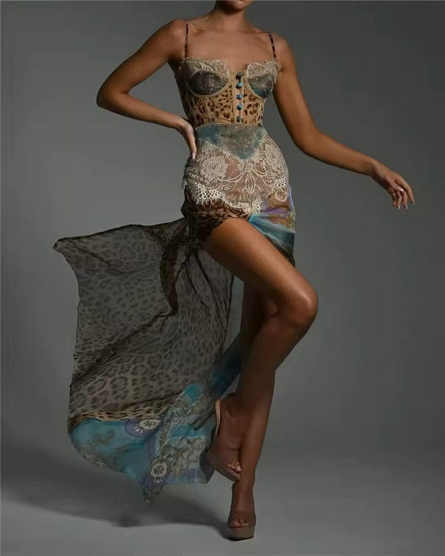 Sofira - Ärmelloses Maxikleid mit Animalprint