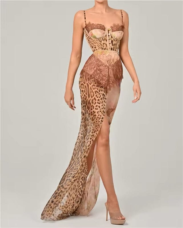 Sofira - Ärmelloses Maxikleid mit Animalprint