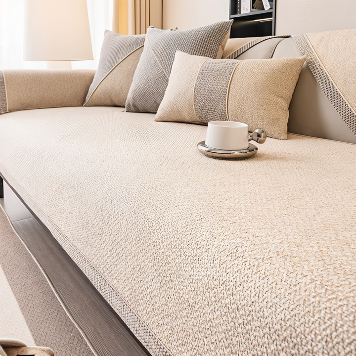 Alviero – Sturdy Sofa Cover Made of Cotton, Linen, and Polyester, Non-Slip
