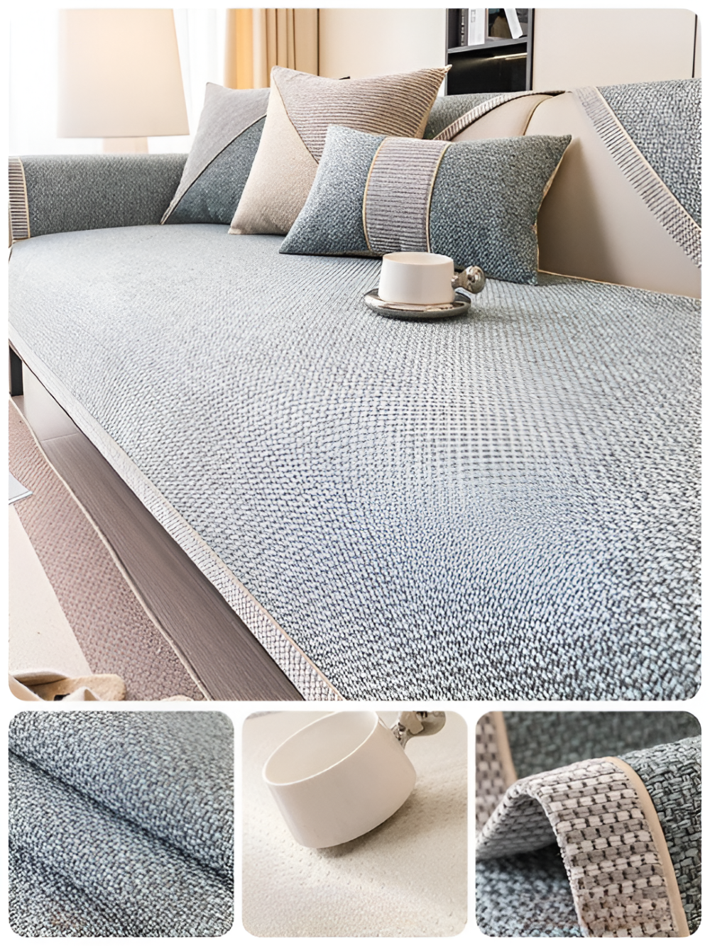 Alviero – Sturdy Sofa Cover Made of Cotton, Linen, and Polyester, Non-Slip