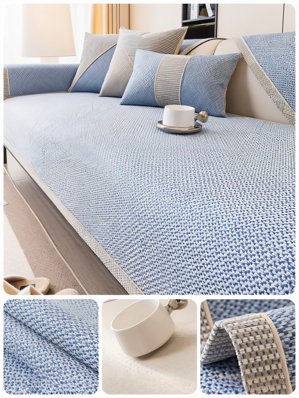 Alviero – Sturdy Sofa Cover Made of Cotton, Linen, and Polyester, Non-Slip