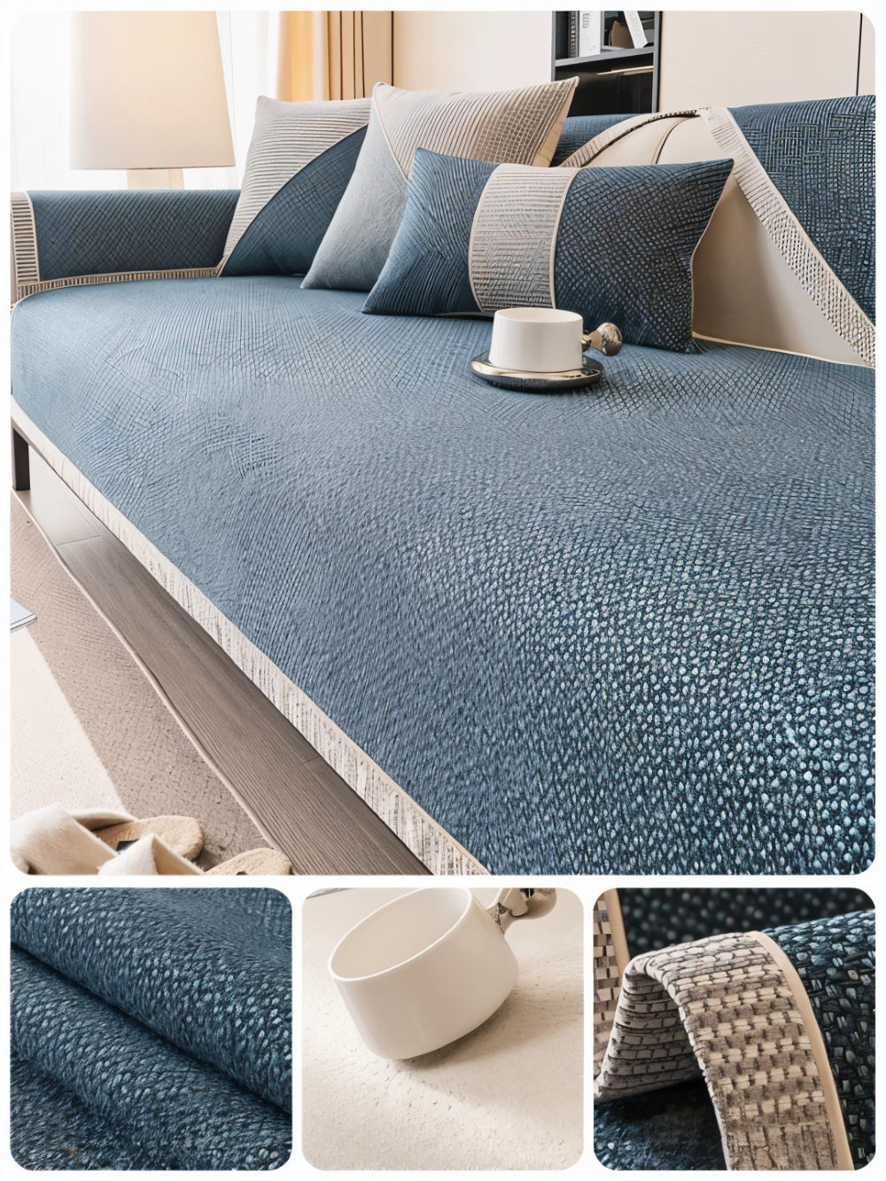 Alviero – Sturdy Sofa Cover Made of Cotton, Linen, and Polyester, Non-Slip