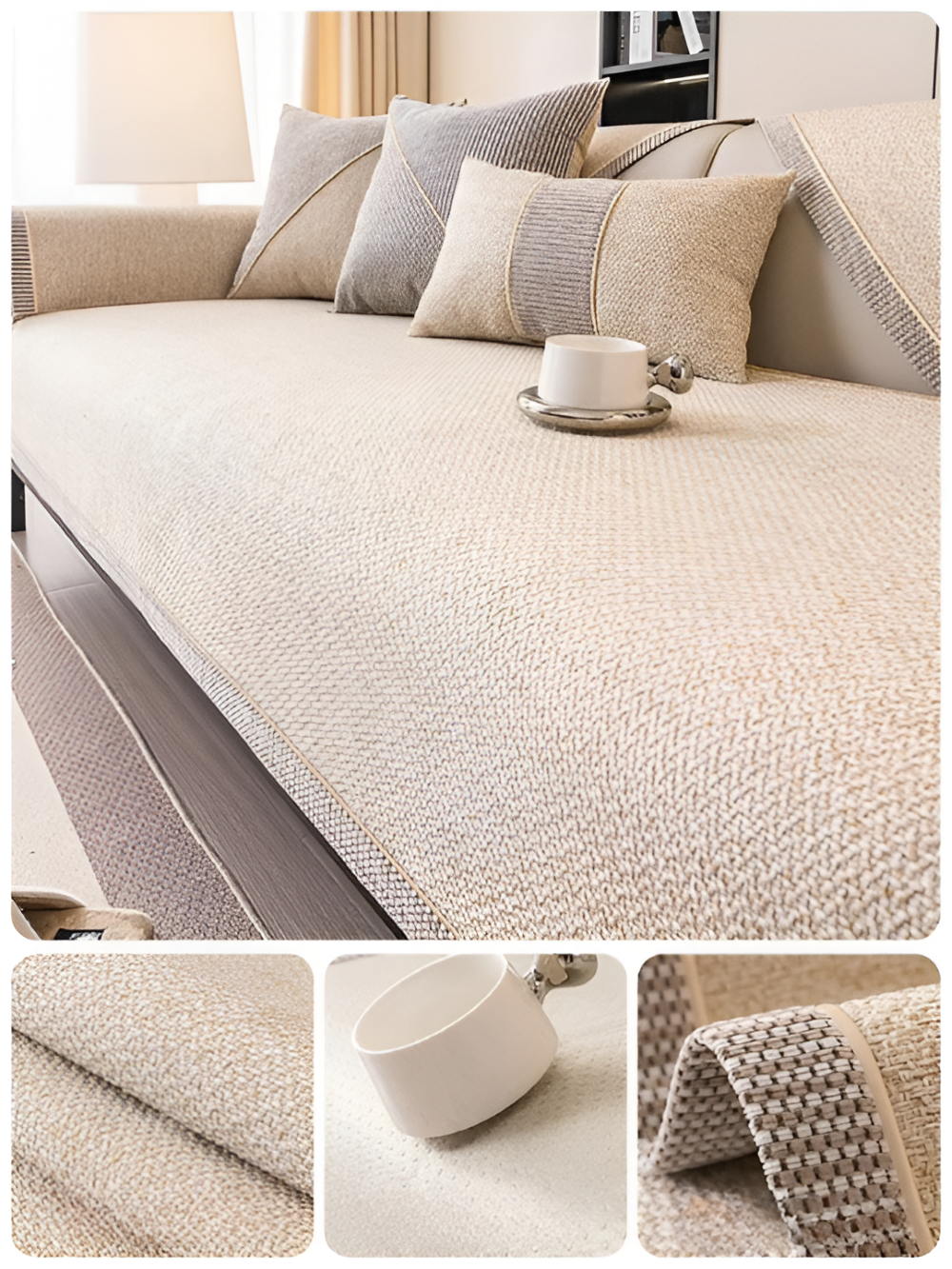 Alviero – Sturdy Sofa Cover Made of Cotton, Linen, and Polyester, Non-Slip