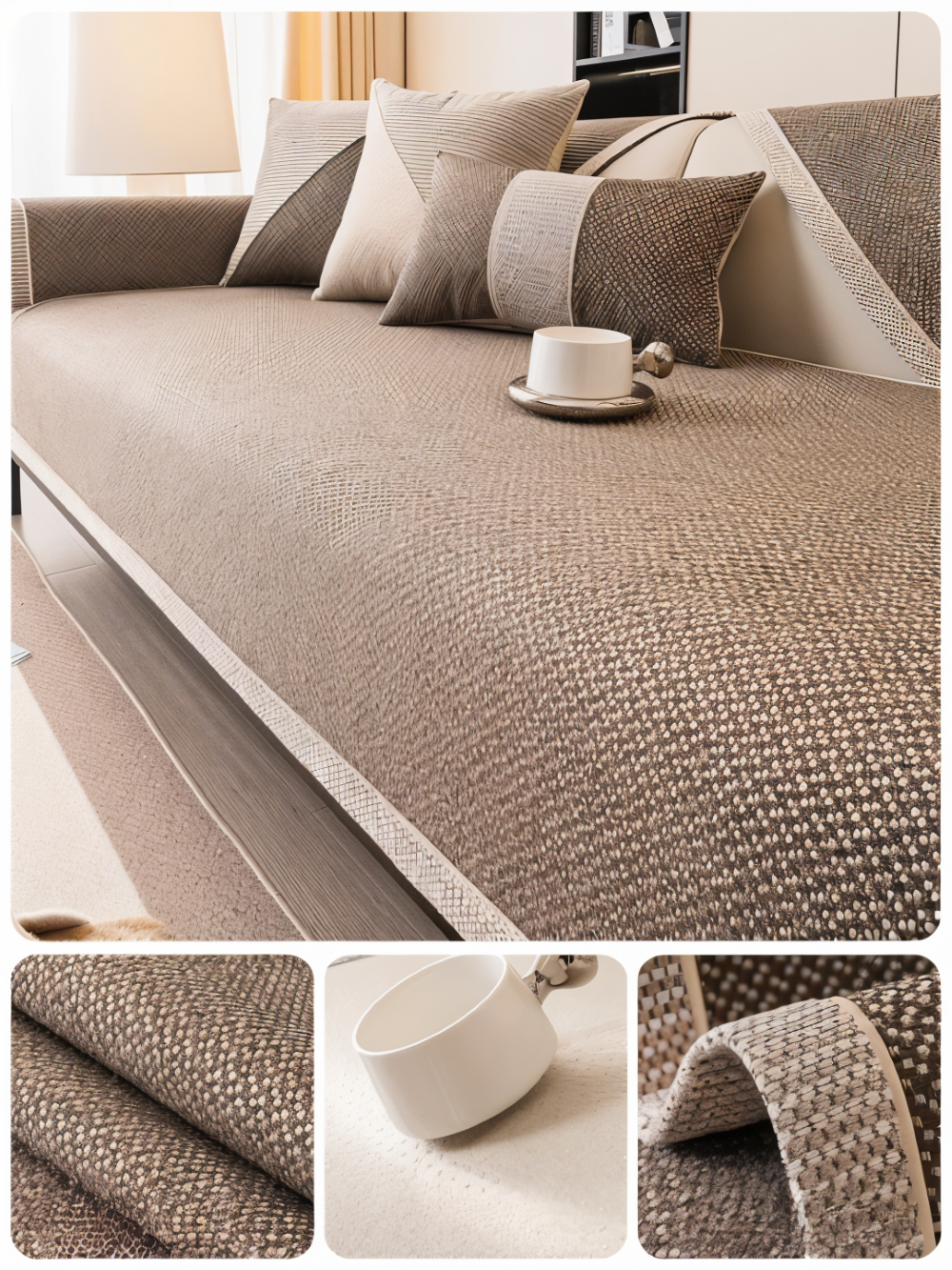 Alviero – Sturdy Sofa Cover Made of Cotton, Linen, and Polyester, Non-Slip