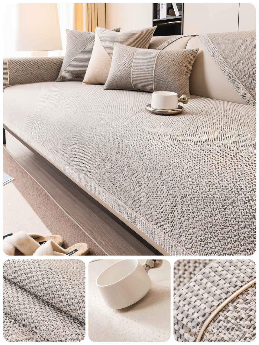 Alviero – Sturdy Sofa Cover Made of Cotton, Linen, and Polyester, Non-Slip