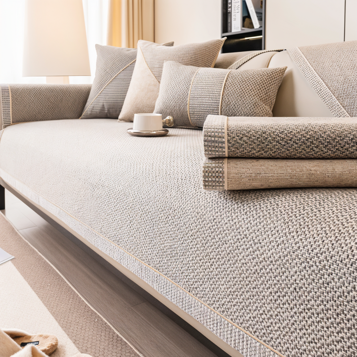 Alviero – Sturdy Sofa Cover Made of Cotton, Linen, and Polyester, Non-Slip
