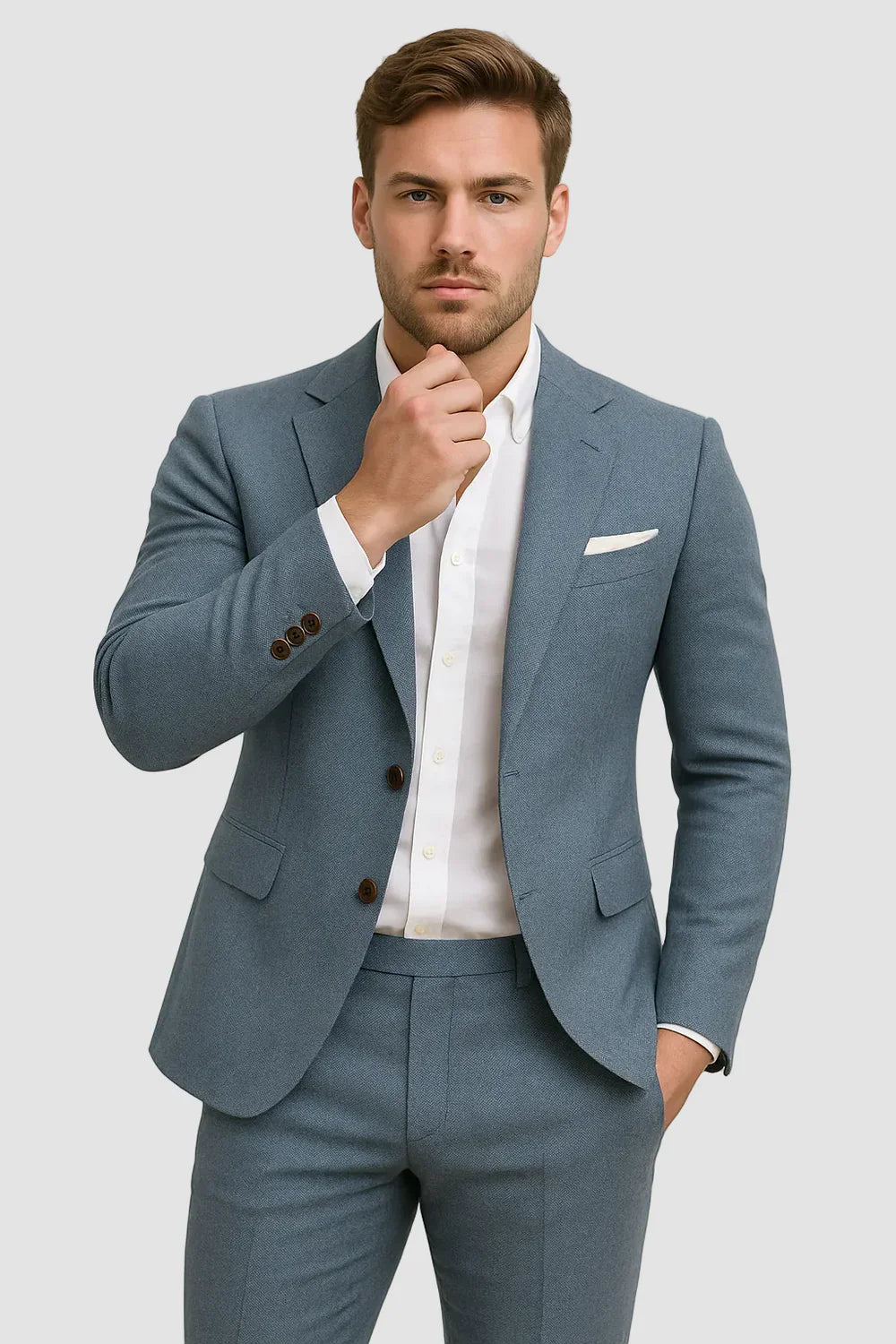 Herren Slim Fit Anzug Set Zweiteilig Sakko Hose