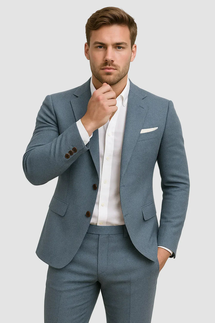 Herren Slim Fit Anzug Set Zweiteilig Sakko Hose