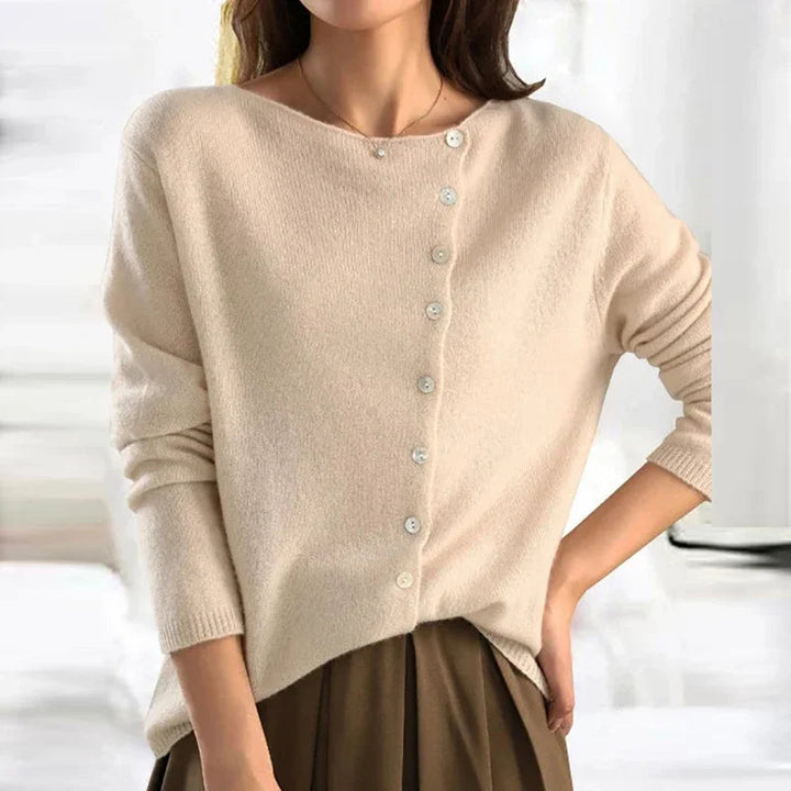 Elegante Strickjacke Damen mit Knopfleiste & Bootausschnitt – vielseitiger Cardigan - Image 3