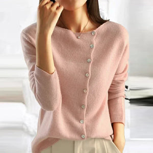 Elegante Strickjacke Damen mit Knopfleiste & Bootausschnitt – vielseitiger Cardigan - Image 2