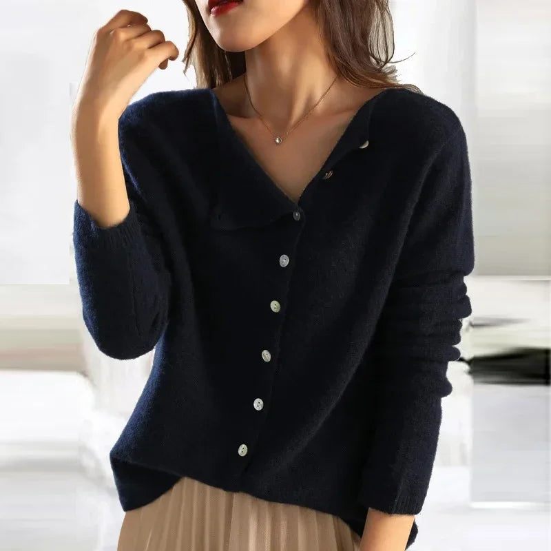 Elegante Strickjacke Damen mit Knopfleiste & Bootausschnitt – vielseitiger Cardigan - Image 7