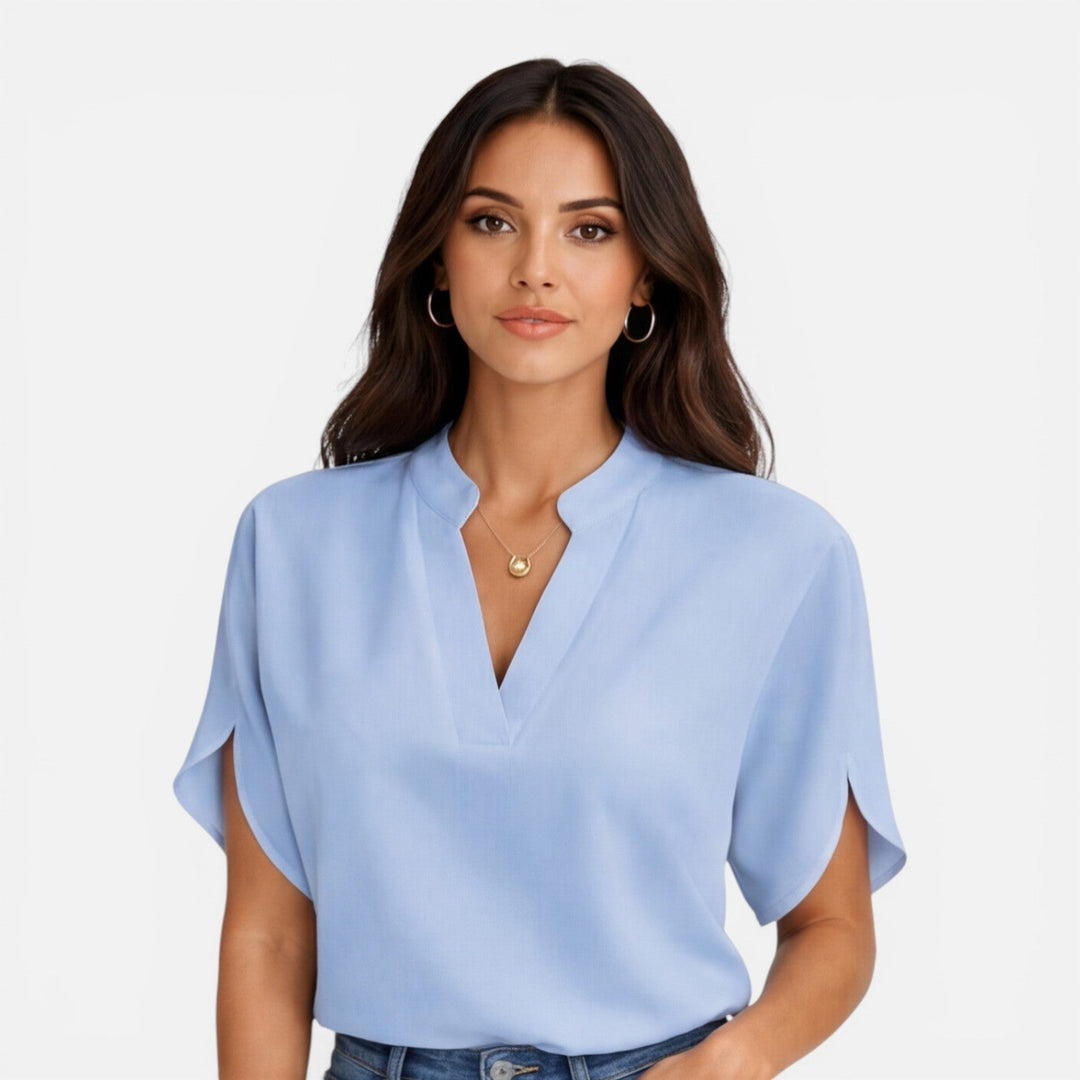 Lindsay - Damen Chiffon Bluse V Ausschnitt Leicht Sommer Top