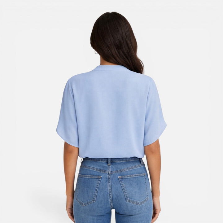 Lindsay - Damen Chiffon Bluse V Ausschnitt Leicht Sommer Top