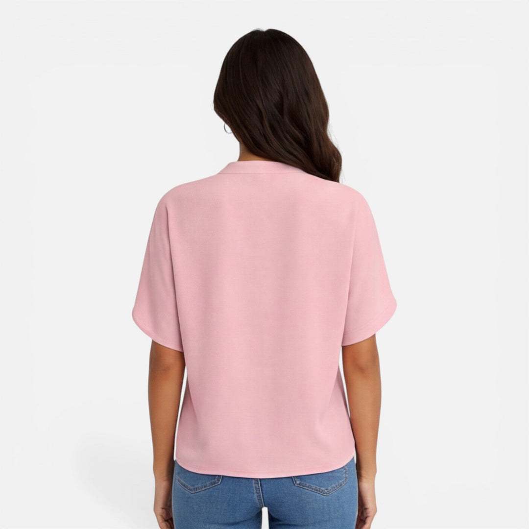 Lindsay - Damen Chiffon Bluse V Ausschnitt Leicht Sommer Top