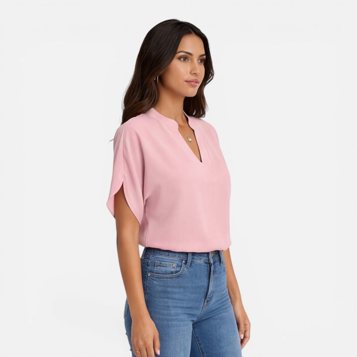 Lindsay - Damen Chiffon Bluse V Ausschnitt Leicht Sommer Top