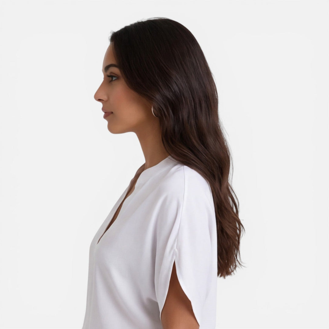 Lindsay - Damen Chiffon Bluse V Ausschnitt Leicht Sommer Top