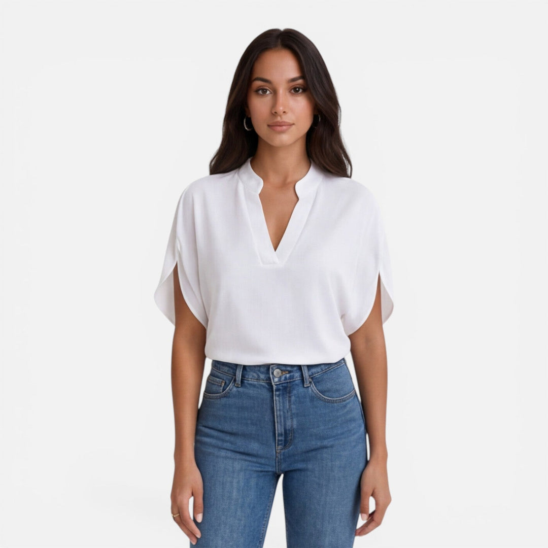 Lindsay - Damen Chiffon Bluse V Ausschnitt Leicht Sommer Top