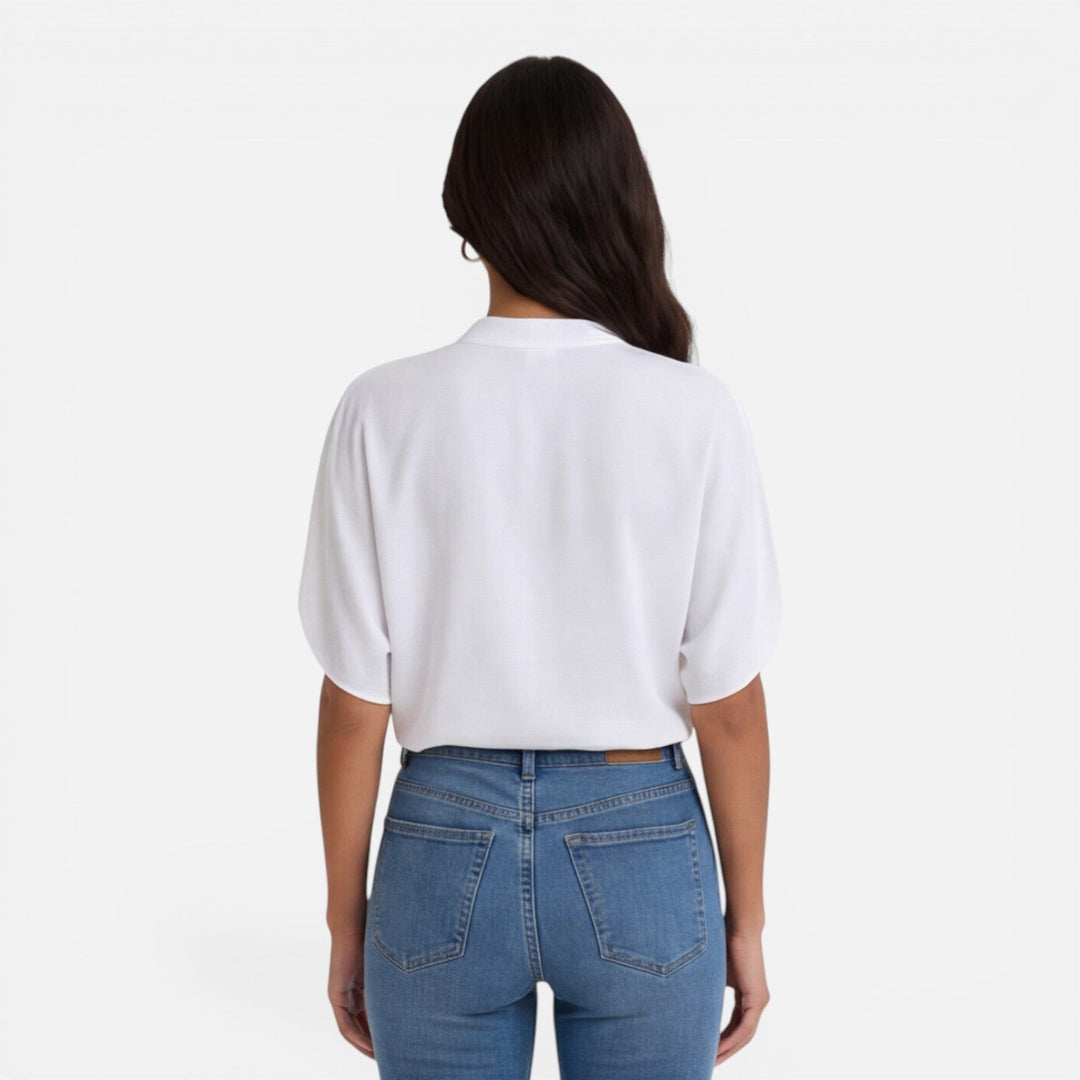 Lindsay - Damen Chiffon Bluse V Ausschnitt Leicht Sommer Top