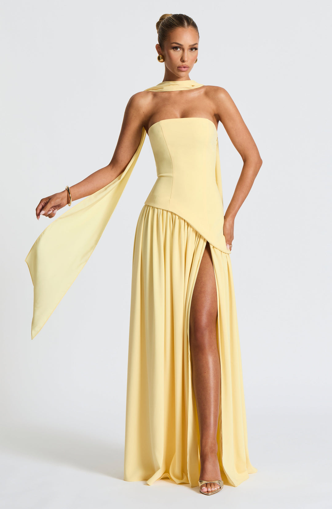 Tessira - Trägerloses Maxi Kleid Mit Schlitz