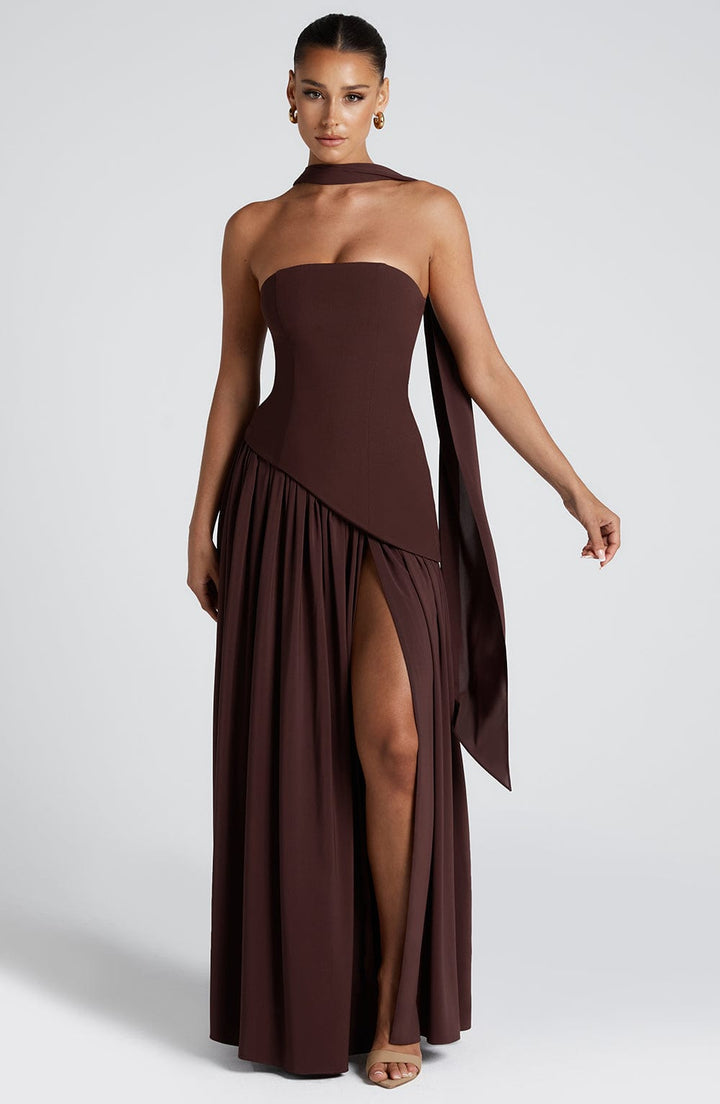 Tessira - Trägerloses Maxi Kleid Mit Schlitz