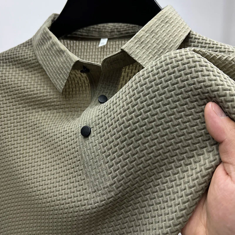 Herren Poloshirt Kurzarm Gerippte Struktur - Image 4