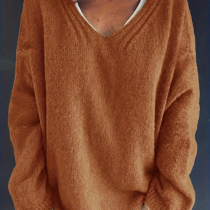 Damen Pullover mit femininem V-Ausschnitt | Bequeme Passform & zeitloser Strick-Komfort