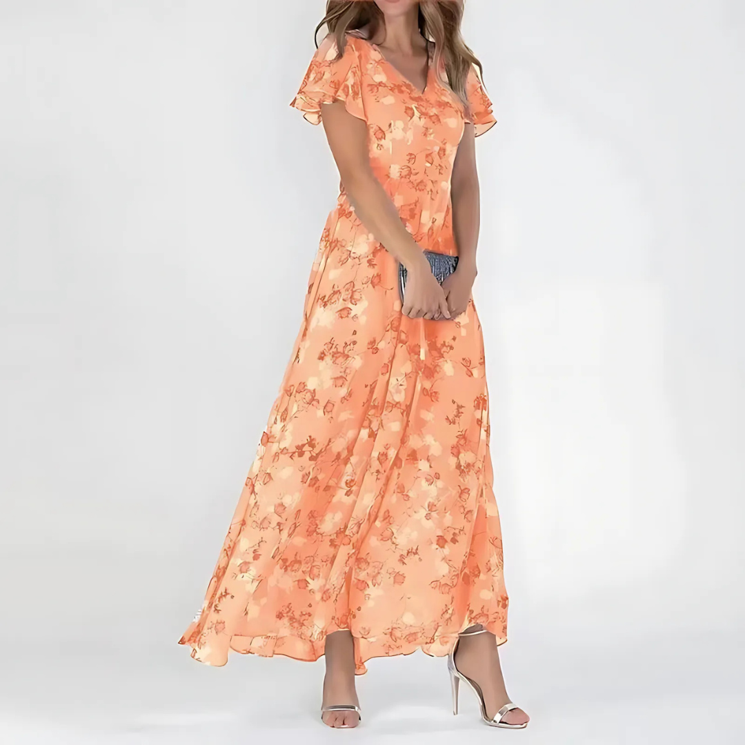 Women Floral Midi Wedding Guest Dress Summer