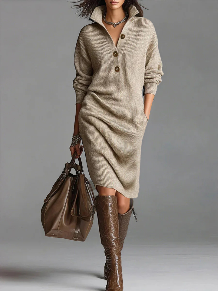 Norlyn™ | Schickes geripptes Midikleid - Image 3