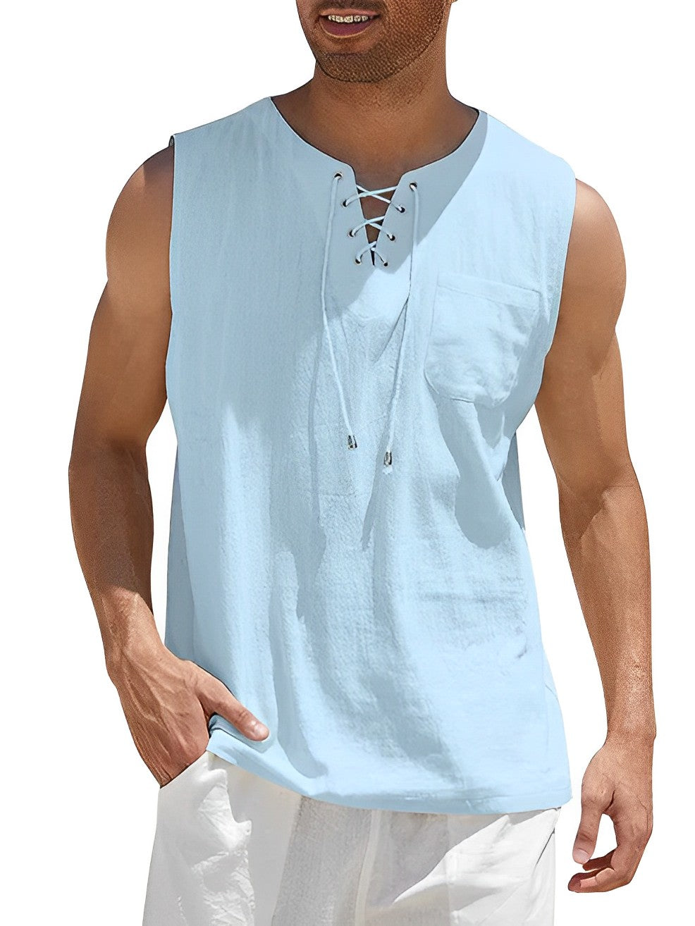 Men's Loose Fit Sleeveless Shirt Summer Tank Top - Image 4